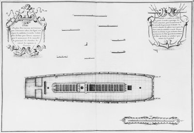 Plan van een schip met een volledig voltooid derde dek, illustratie uit de 